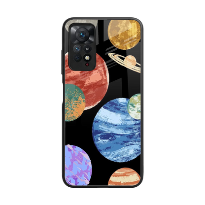 Planet Parade back phone cover | glass case for redmi note 11 pro