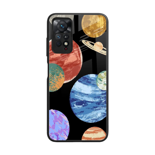 Planet Parade back phone cover | glass case for redmi note 11 pro