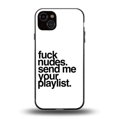 Playlist back phone cover | glass case for iphone 15 plus