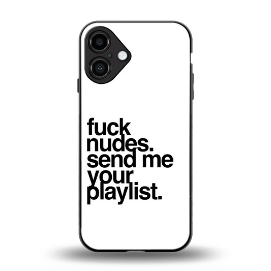 Playlist back phone cover | glass case for iphone 16 plus