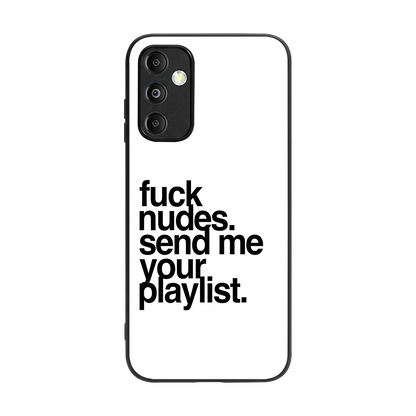Playlist back phone cover | glass case for samsung galaxy m14 5g