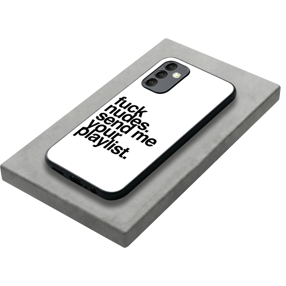 Playlist stylish phone case for samsung galaxy m14 5g | glossy glass and slim fit