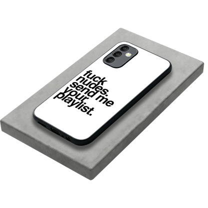 Playlist stylish phone case for samsung galaxy m14 5g | glossy glass and slim fit
