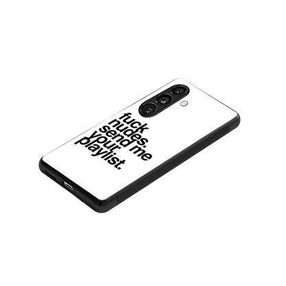 Playlist stylish phone case for samsung galaxy s24 fe | glossy glass and slim fit