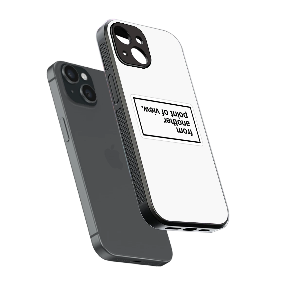 Point Of View White Edition sleek iphone 15 cover with tempered glass back and TPU edges