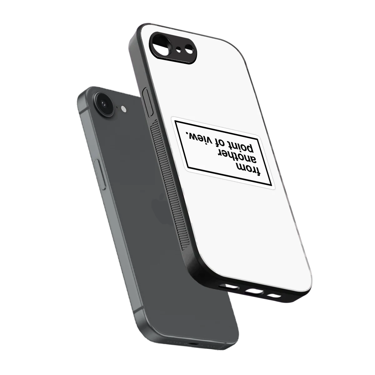 Point Of View White Edition sleek iphone 16e cover with tempered glass back and TPU edges