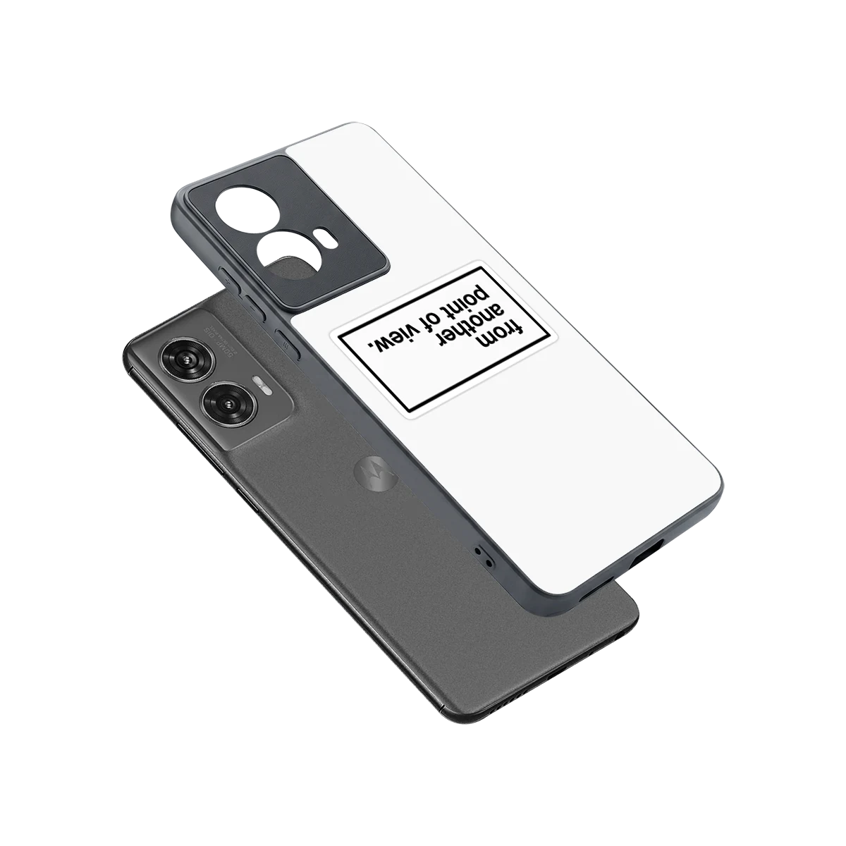 Point Of View White Edition sleek motorola edge 50 fusion cover with tempered glass back and TPU edges