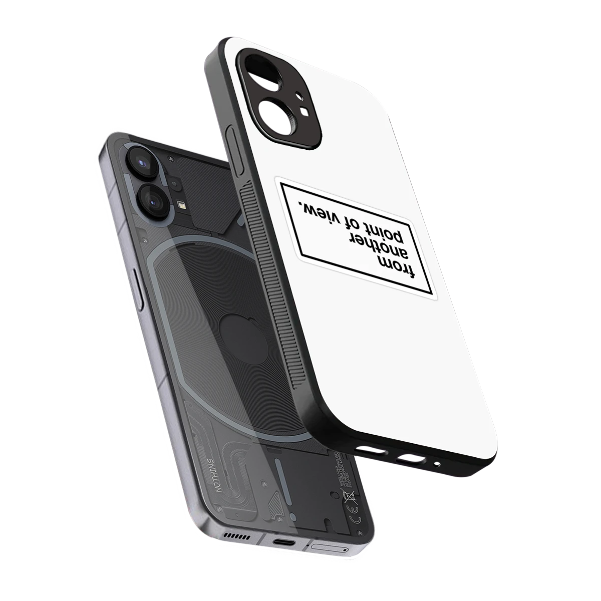 Point Of View White Edition sleek nothing phone 1 cover with tempered glass back and TPU edges