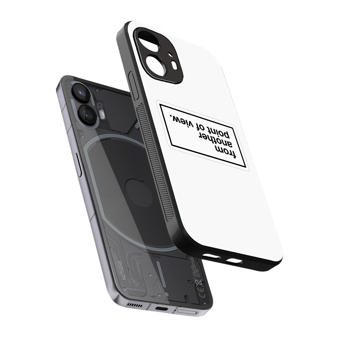 Point Of View White Edition sleek nothing phone 2 cover with tempered glass back and TPU edges
