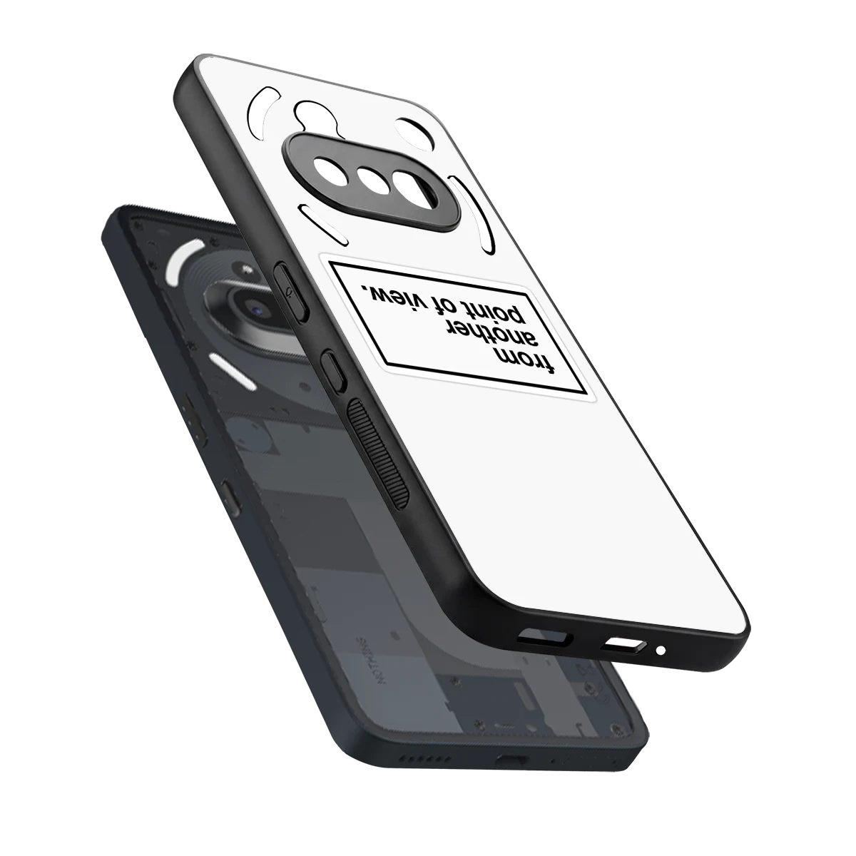 Point Of View White Edition sleek nothing phone 3a cover with tempered glass back and TPU edges