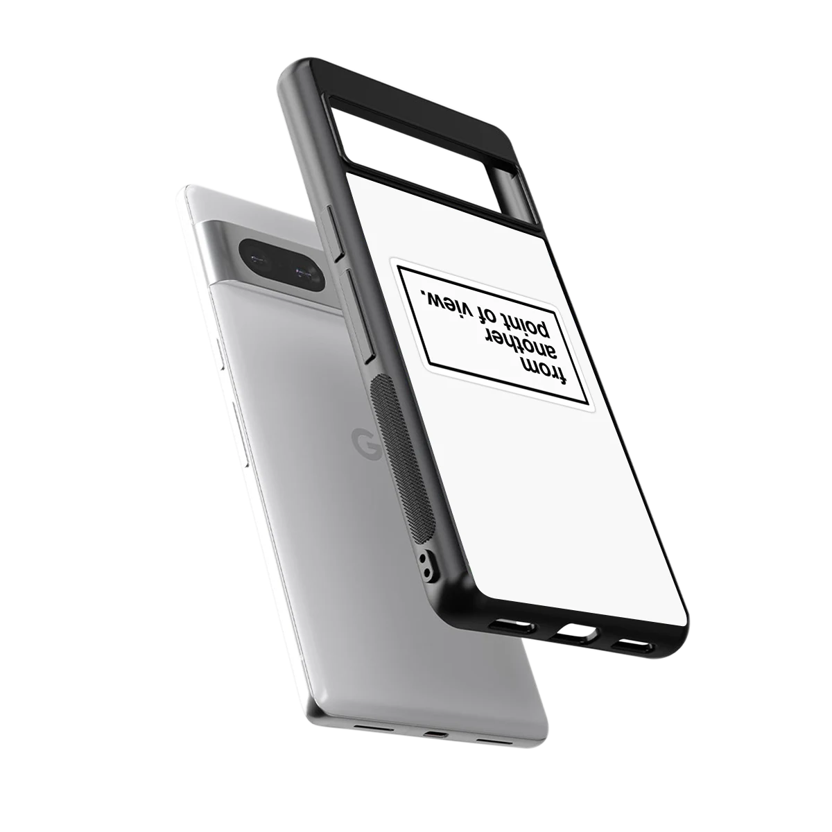 Point Of View White Edition sleek google pixel 7a cover with tempered glass back and TPU edges