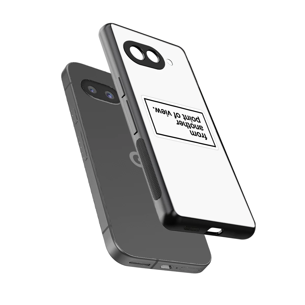 Point Of View White Edition sleek google pixel 9a cover with tempered glass back and TPU edges