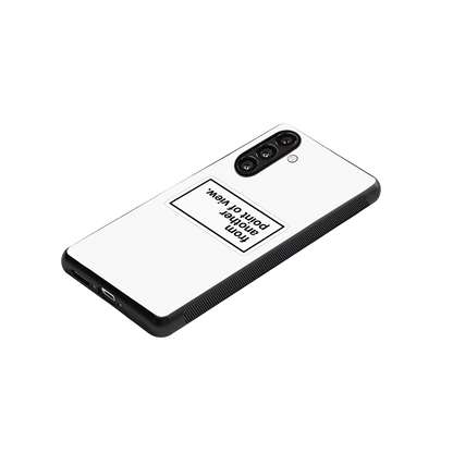 Point Of View White Edition stylish phone case for samsung galaxy a14 5g | glossy glass and slim fit
