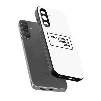 Point Of View White Edition sleek samsung galaxy m36 5g cover with tempered glass back and TPU edges