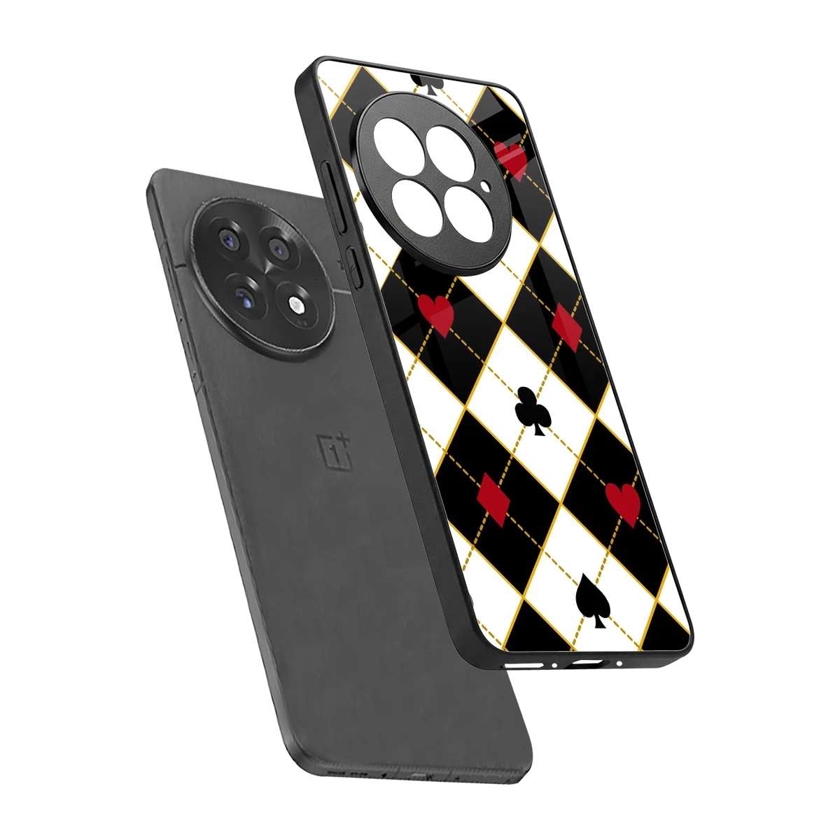 Poker Love sleek oneplus 13 cover with tempered glass back and TPU edges