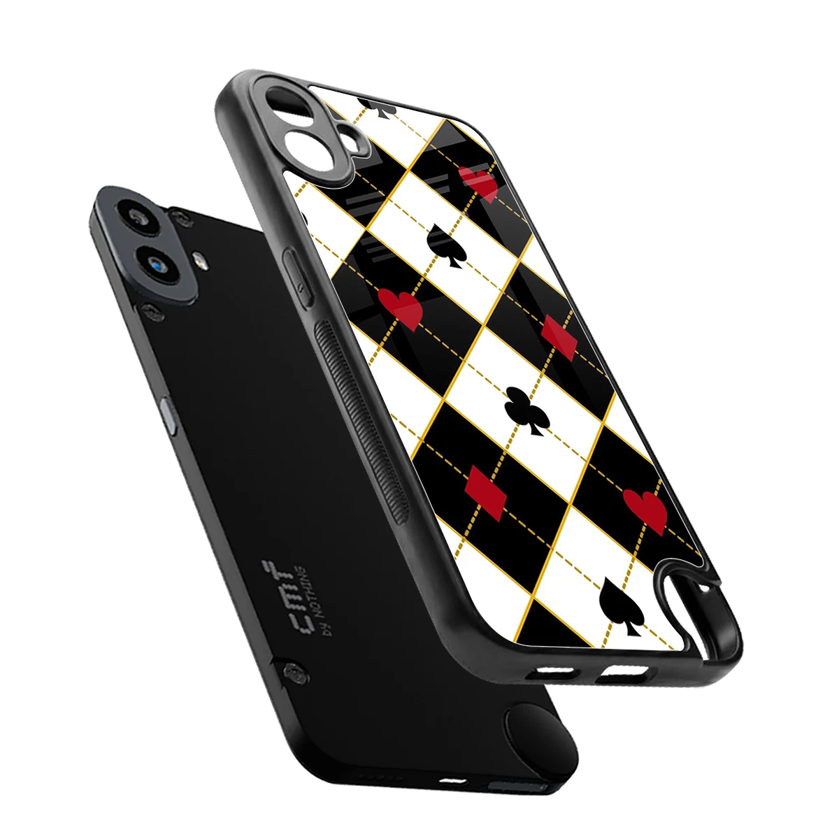 Poker Love sleek cmf nothing phone 1 cover with tempered glass back and TPU edges