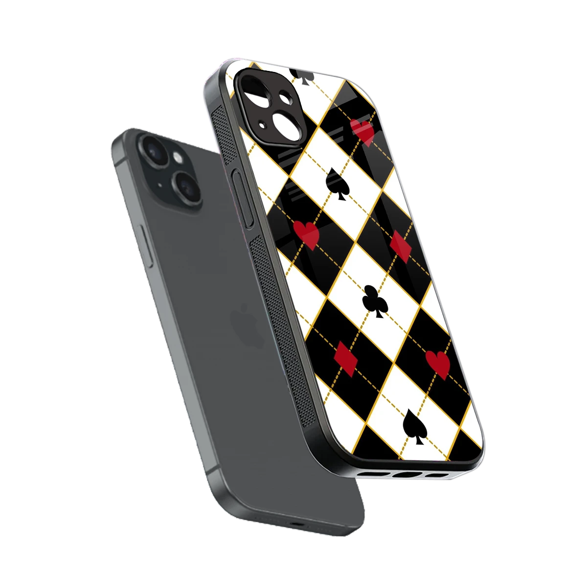 Poker Love sleek iphone 14 plus cover with tempered glass back and TPU edges