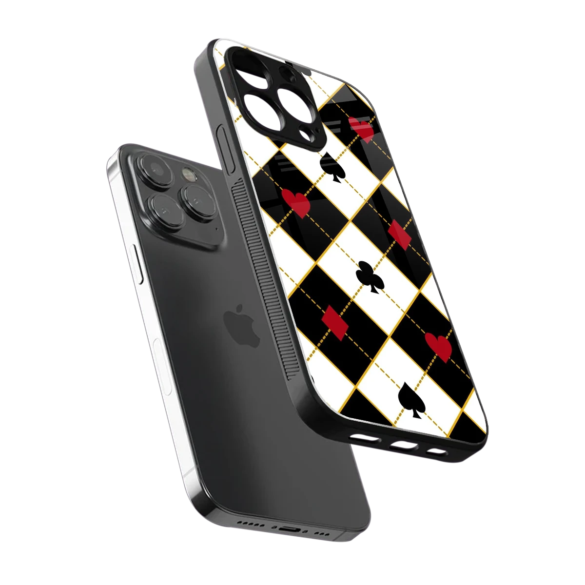 Poker Love sleek iphone 15 pro max cover with tempered glass back and TPU edges