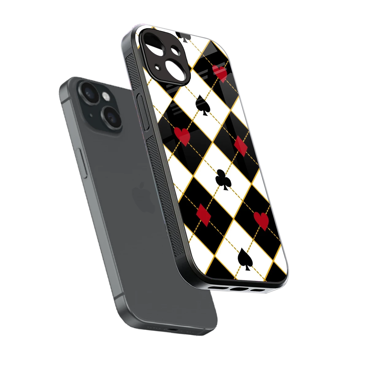 Poker Love sleek iphone 15 cover with tempered glass back and TPU edges