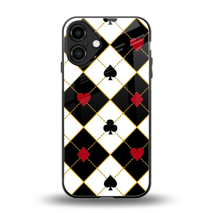 Poker Love back phone cover | glass case for iphone 16 plus