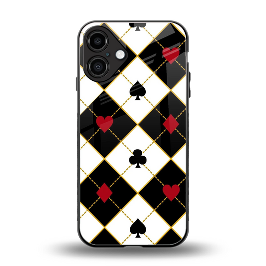 Poker Love back phone cover | glass case for iphone 16 plus