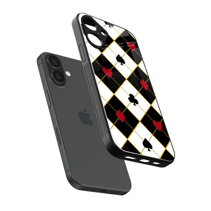 Poker Love sleek iphone 16 plus cover with tempered glass back and TPU edges