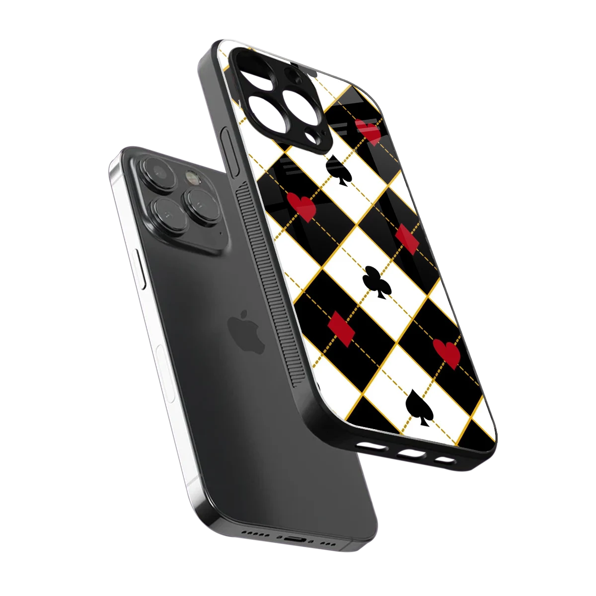 Poker Love sleek iphone 16 pro max cover with tempered glass back and TPU edges