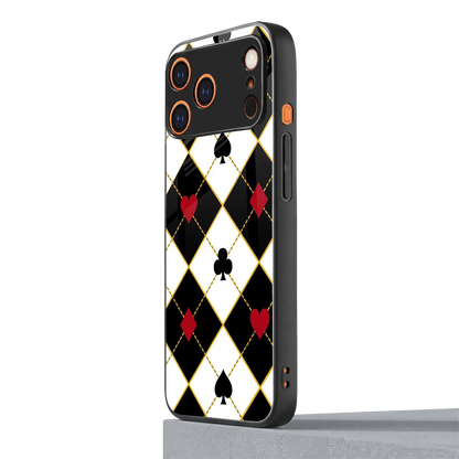 Poker Love iphone 17 pro mobile cover | shockproof glass phone case