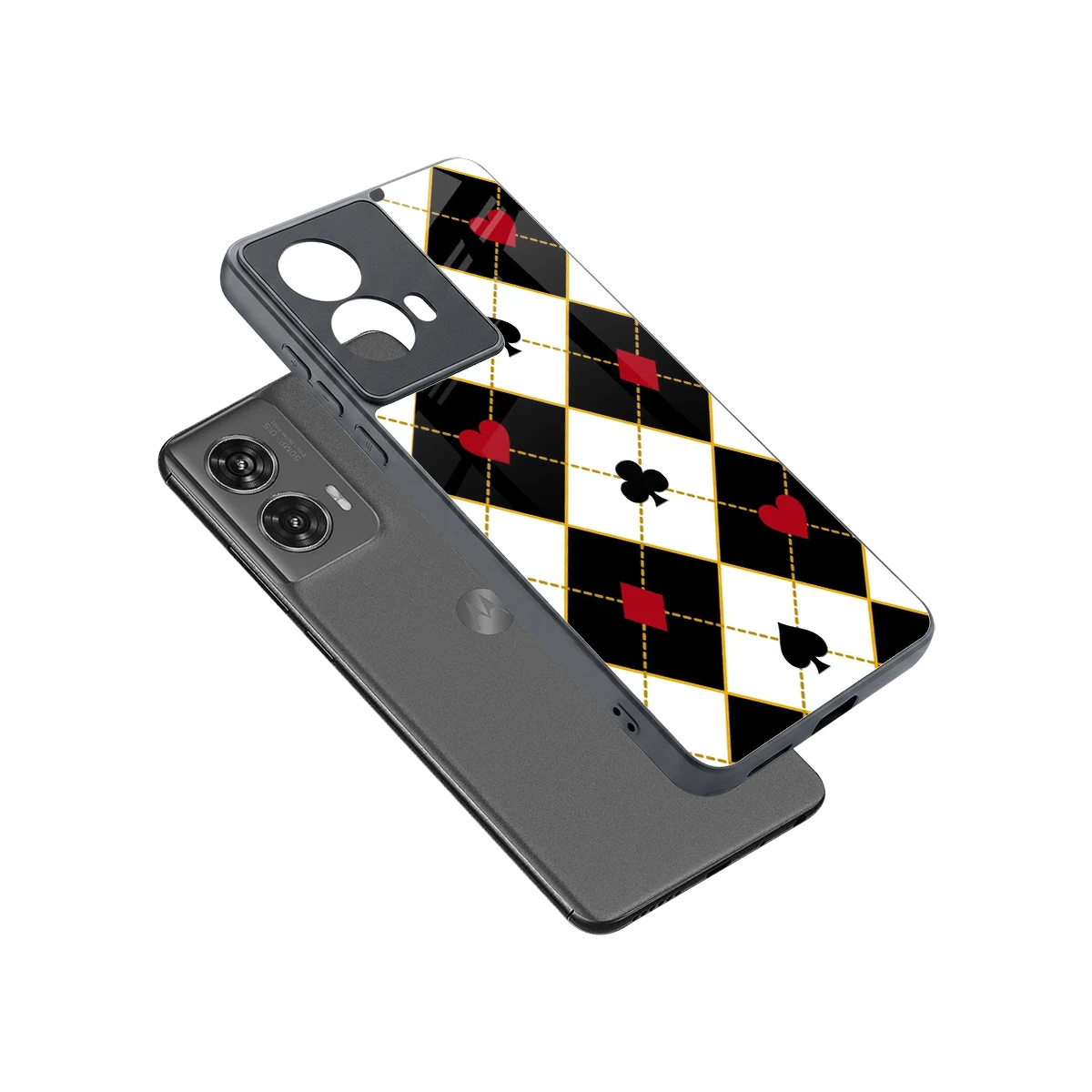 Poker Love sleek motorola edge 50 fusion cover with tempered glass back and TPU edges