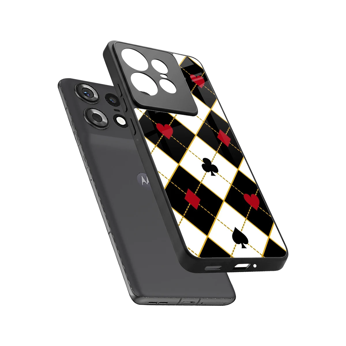 Poker Love sleek motorola edge 50 pro cover with tempered glass back and TPU edges
