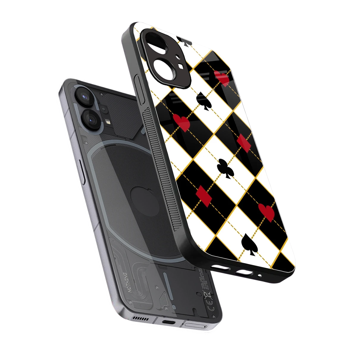 Poker Love sleek nothing phone 1 cover with tempered glass back and TPU edges