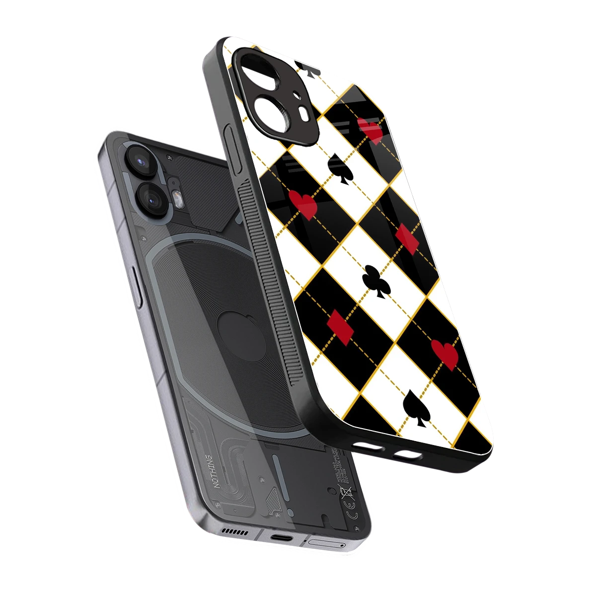 Poker Love sleek nothing phone 2 cover with tempered glass back and TPU edges
