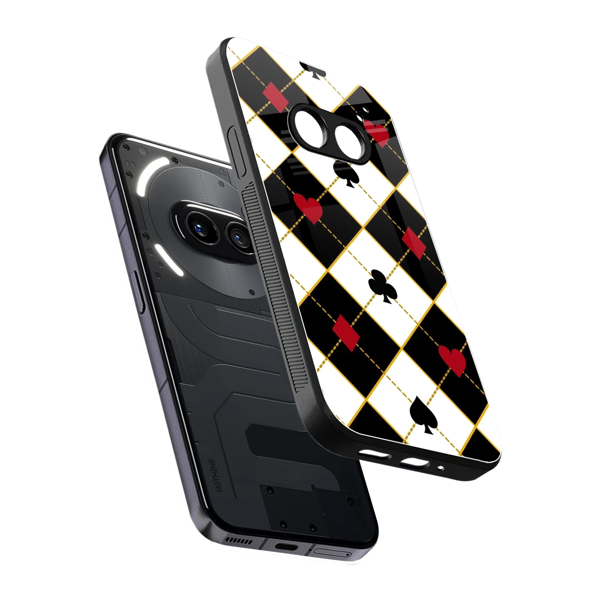 Poker Love sleek nothing phone 2a plus cover with tempered glass back and TPU edges