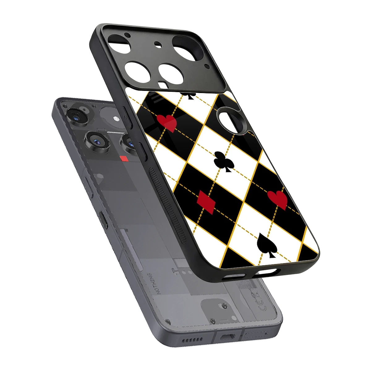 Poker Love sleek nothing phone 3 cover with tempered glass back and TPU edges