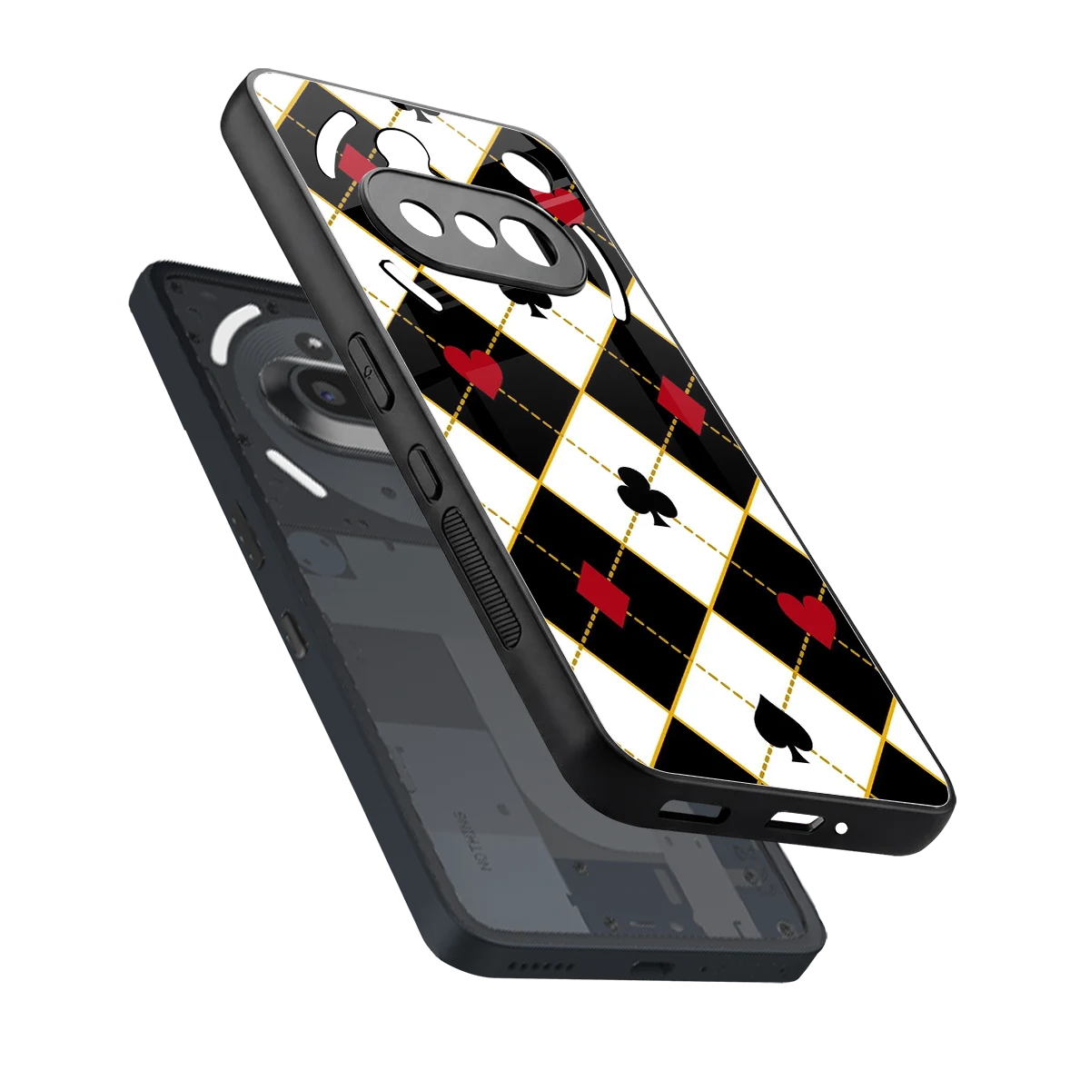Poker Love sleek nothing phone 3a cover with tempered glass back and TPU edges
