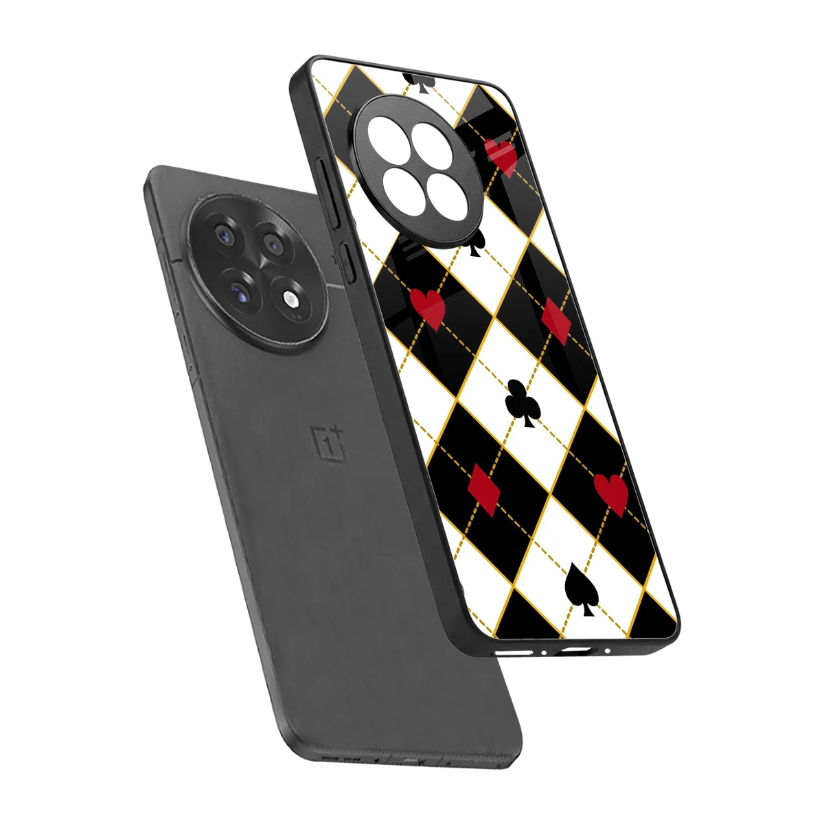 Poker Love sleek oneplus 13r cover with tempered glass back and TPU edges