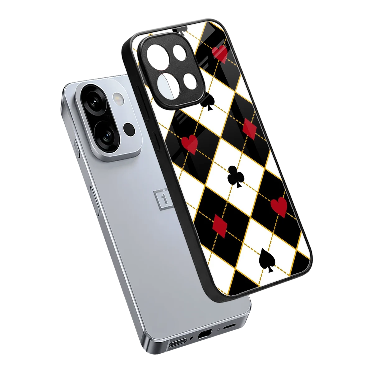 Poker Love sleek oneplus 13s cover with tempered glass back and TPU edges