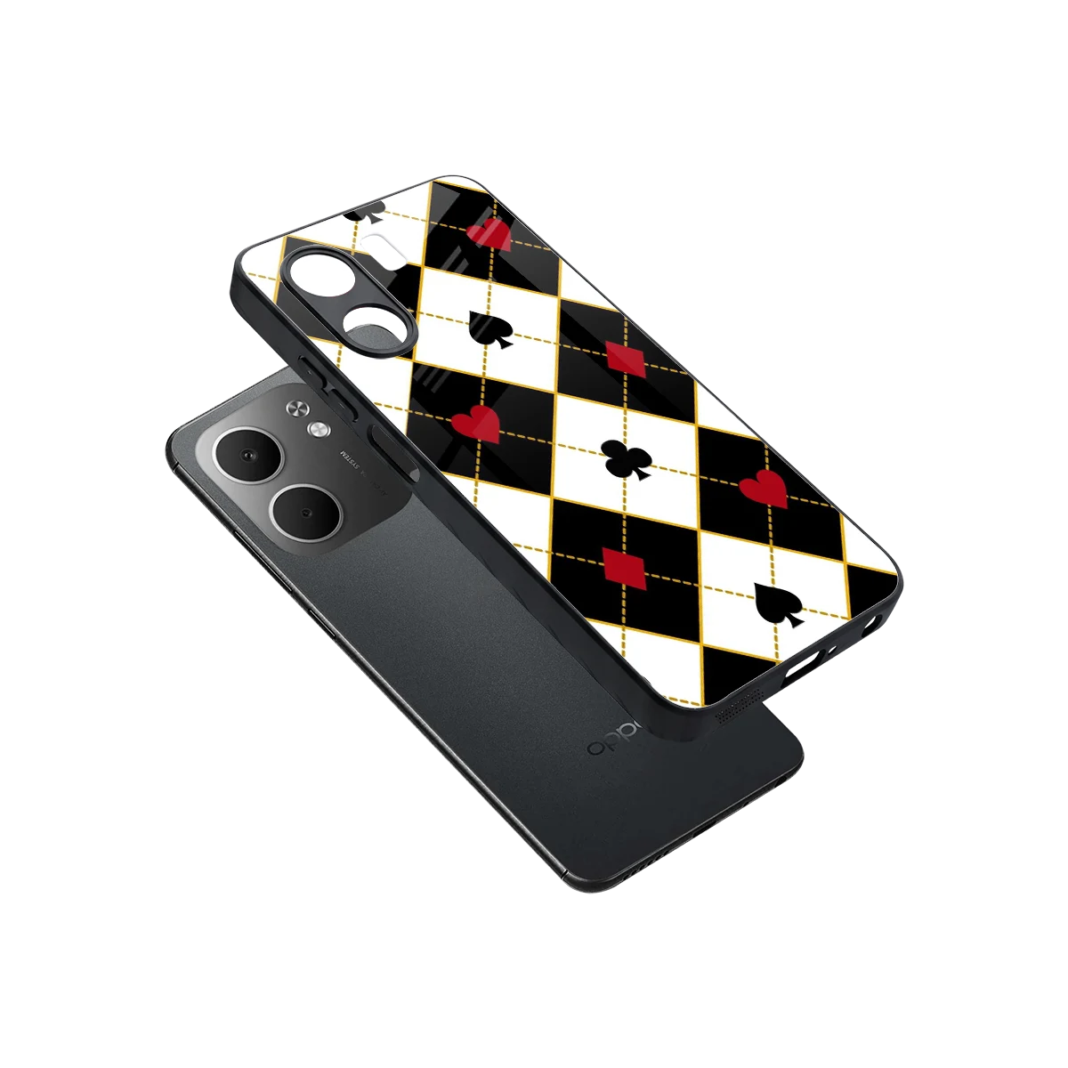 Poker Love sleek oppo a5x 5g cover with tempered glass back and TPU edges