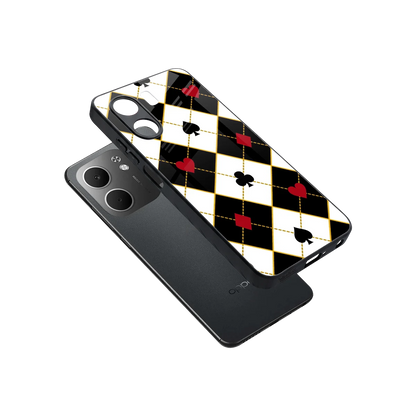 Poker Love sleek oppo a5x 5g cover with tempered glass back and TPU edges