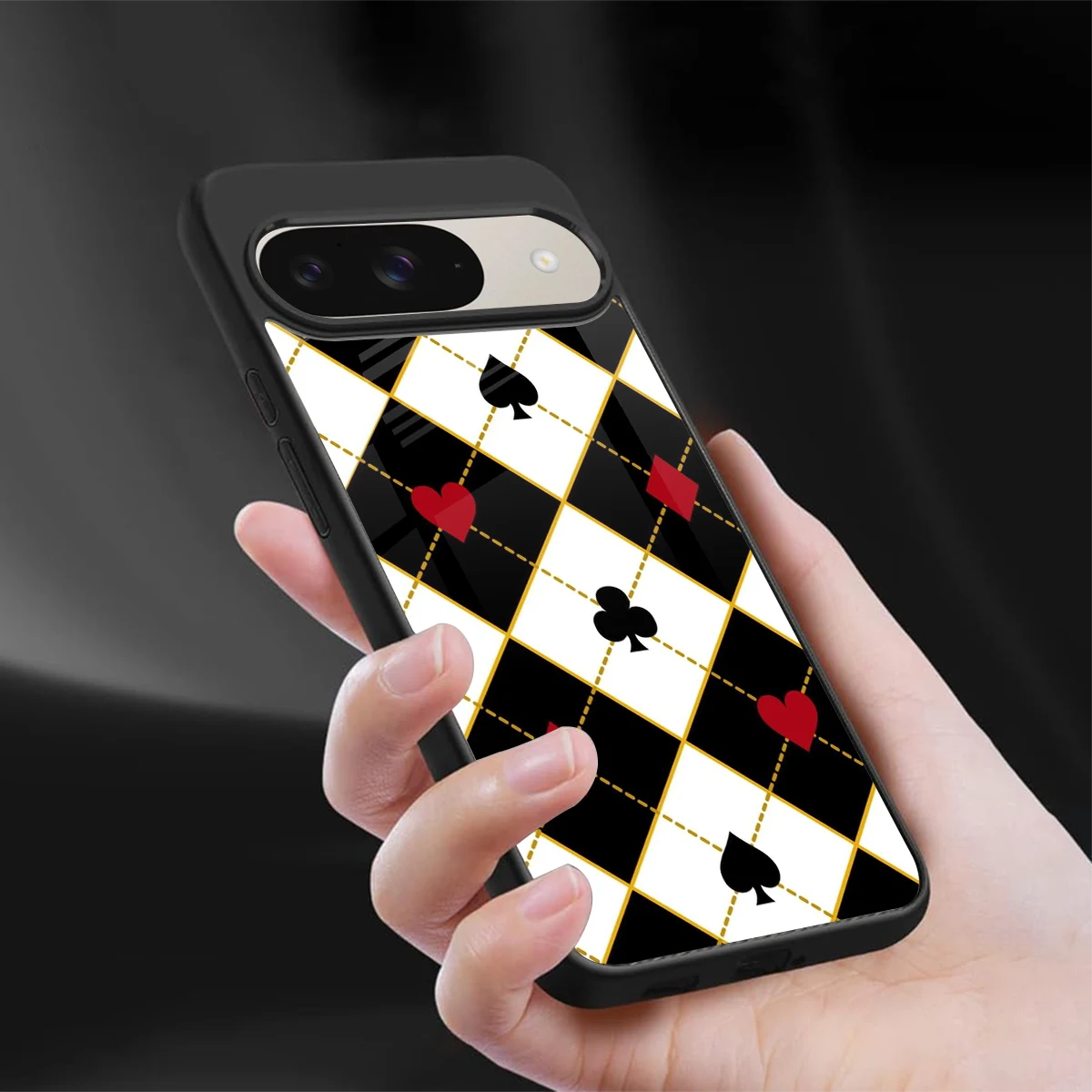 Poker Love sleek google pixel 9 cover with tempered glass back and TPU edges