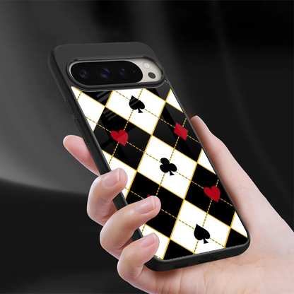Poker Love sleek google pixel 9 pro cover with tempered glass back and TPU edges