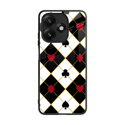 Poker Love back phone cover | glass case for redmi 12 5g