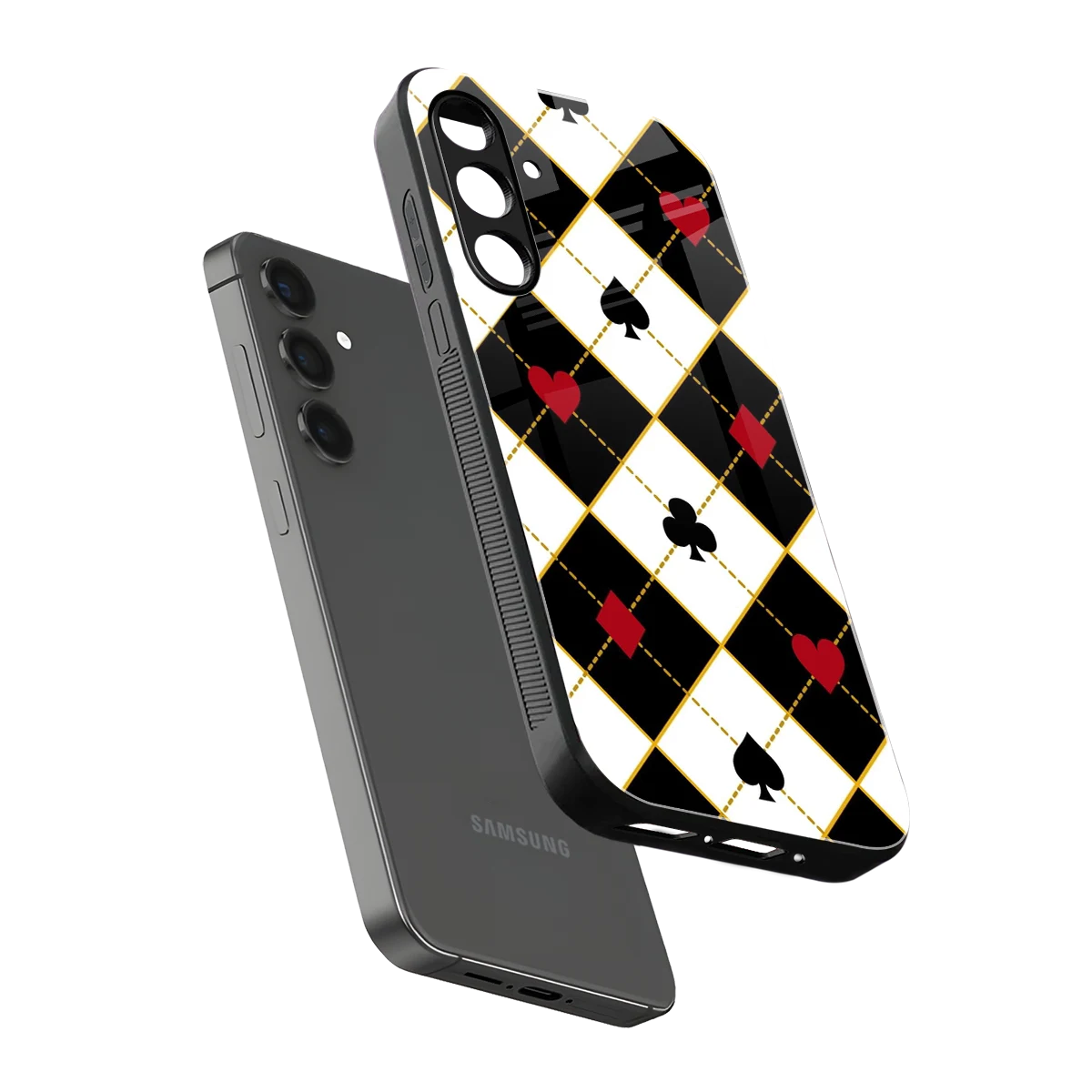 Poker Love sleek samsung galaxy m34 5g cover with tempered glass back and TPU edges