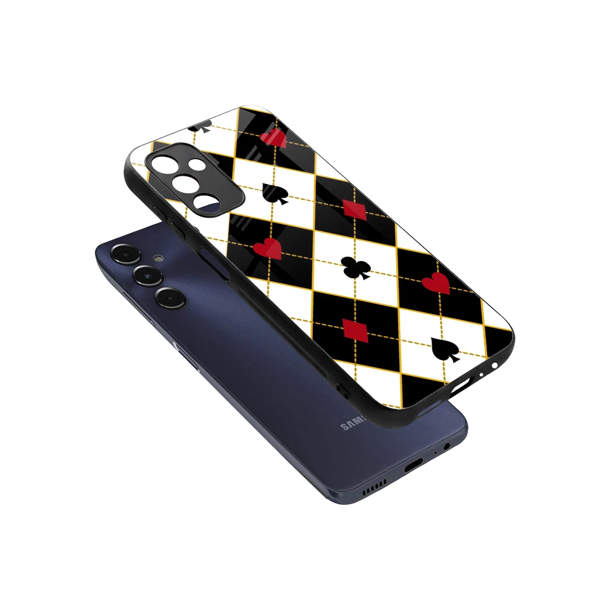 Poker Love sleek samsung galaxy m14 5g cover with tempered glass back and TPU edges