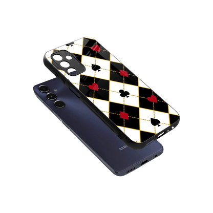 Poker Love sleek samsung galaxy m14 5g cover with tempered glass back and TPU edges