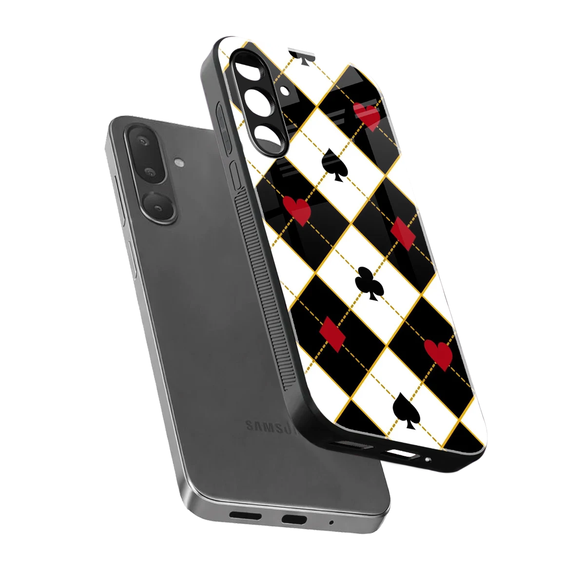 Poker Love sleek samsung galaxy m56 5g cover with tempered glass back and TPU edges