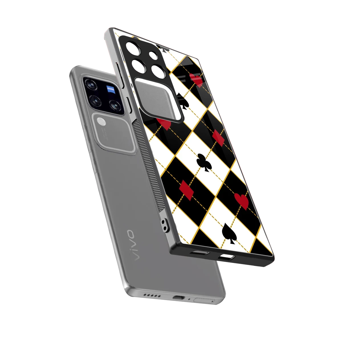 Poker Love sleekvivo v30 pro cover with tempered glass back and TPU edges