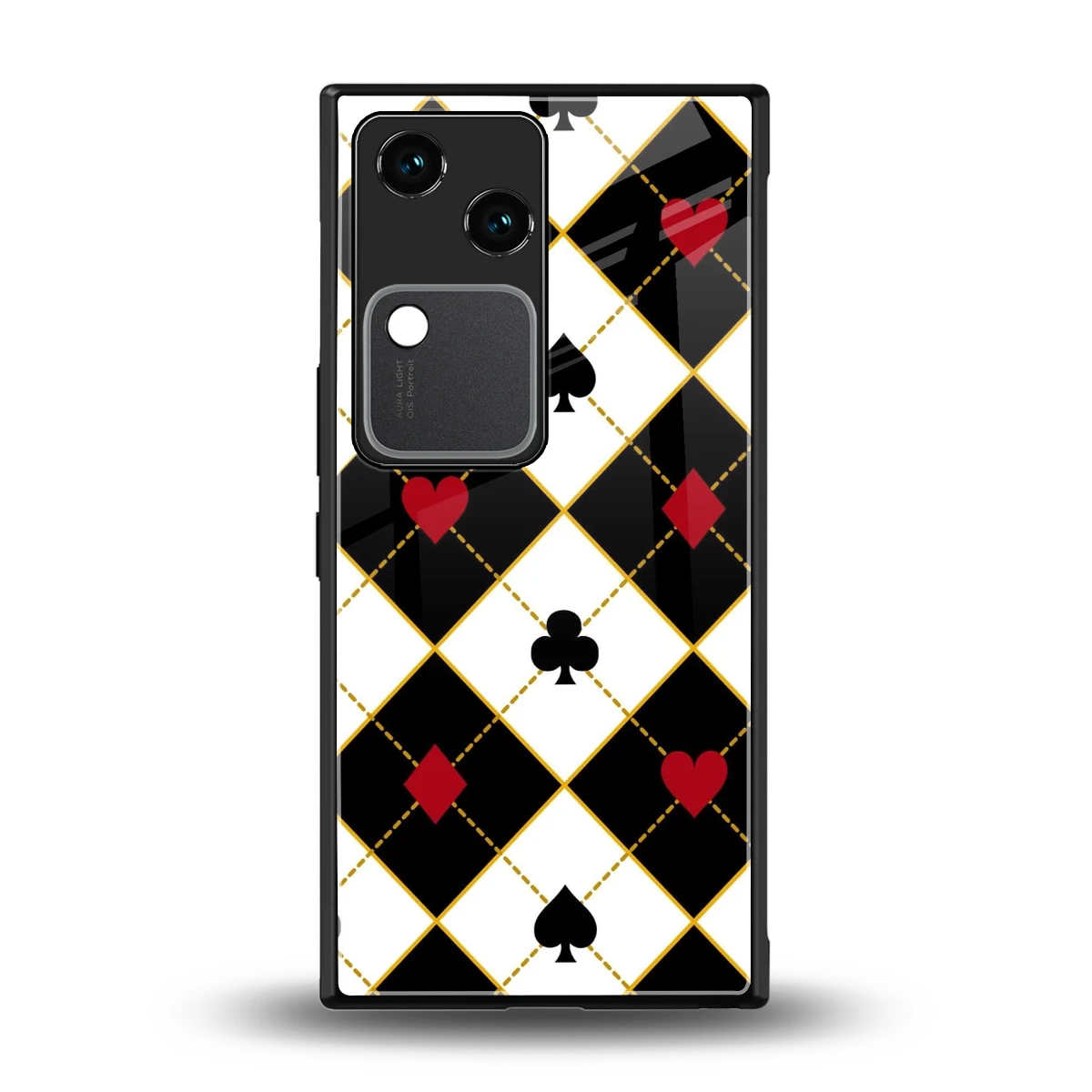 Poker Love back phone cover | glass case for vivo v30