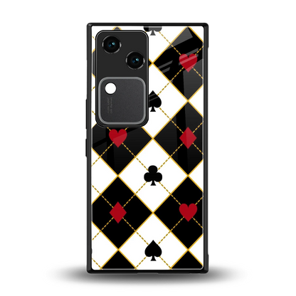 Poker Love back phone cover | glass case for vivo v30