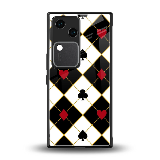 Poker Love back phone cover | glass case for vivo v30